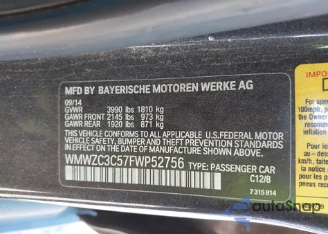 2015 Mini Countryman Cooper S z USA, uszkodzony, nr VIN WMWZC3C57FWP52756